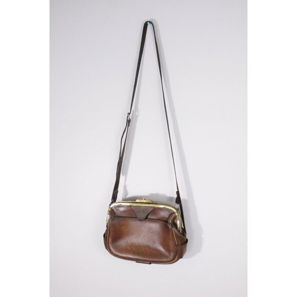 Antique French leather ticket master bag, ca 1910 - 1930s crossbody purse - Picture 2 of 10